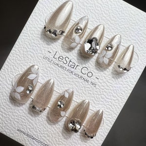 Uñas postizas reutilizables Stay Beautiful / Premium Press on Gel, pintadas a mano, personalizables, BB354