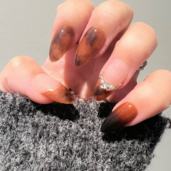 Reusable Amber Radiance | Premium Press on Nails Gel | Fake Nails | Cute Fun Colorful Gel Nail Artist faux nails 253_BB_ML