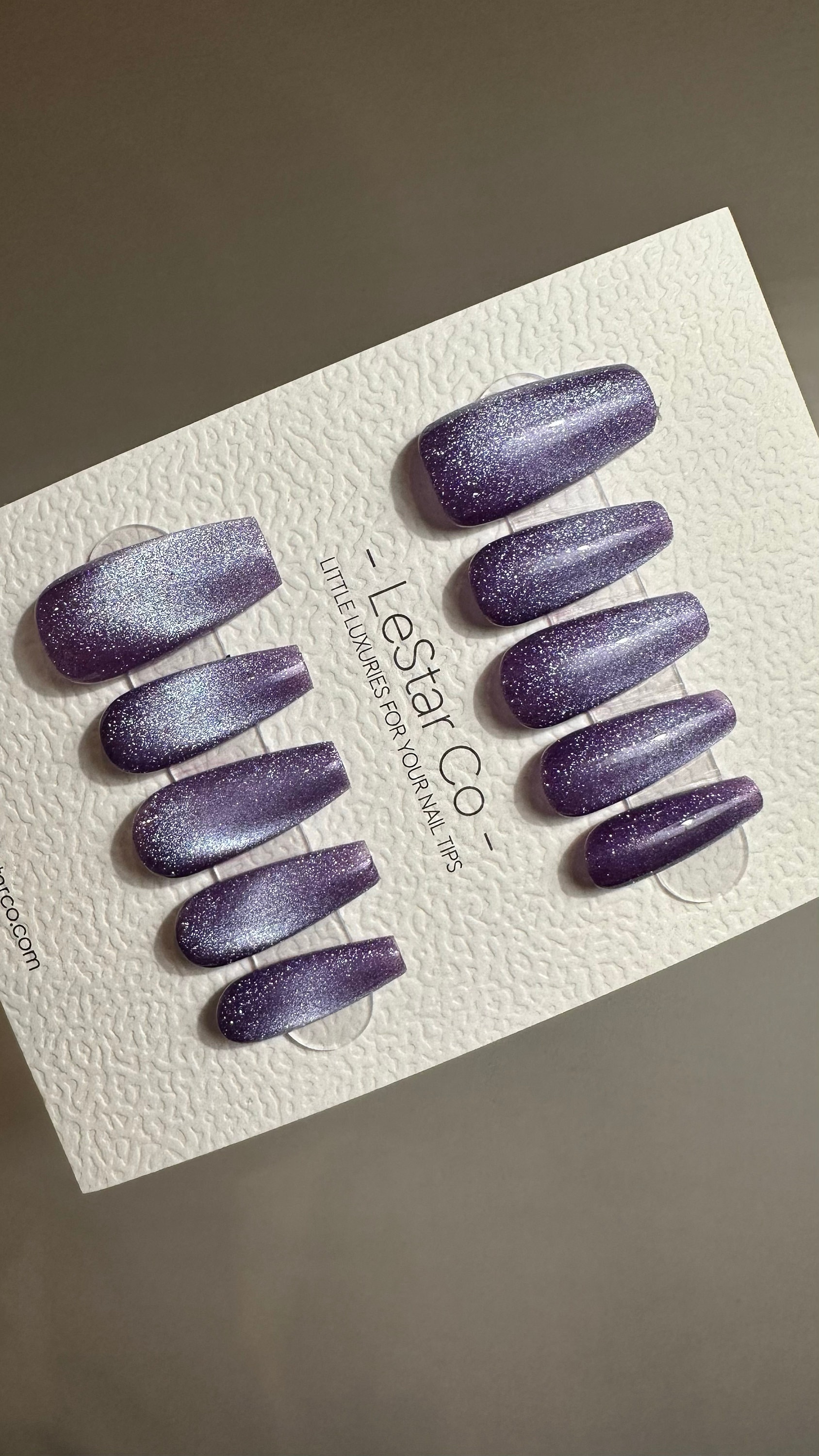 Reusable Lavender Lustre Purple Cat eye | Nails Premium Press on Nails Gel Manicure Handprint Pressons Handmade | Lestarco faux nails TMR516