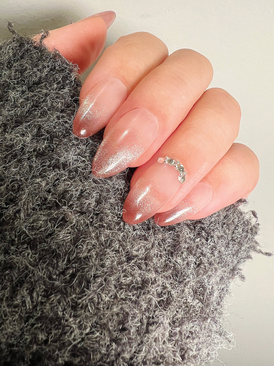 Reusable Rose Cats Eye Premium Press on Nails Gel Hand Painted Pressons