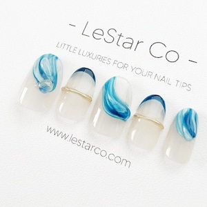 Oceanic Bubble Press On Nails: Colorful Fun Faux Gel Nails