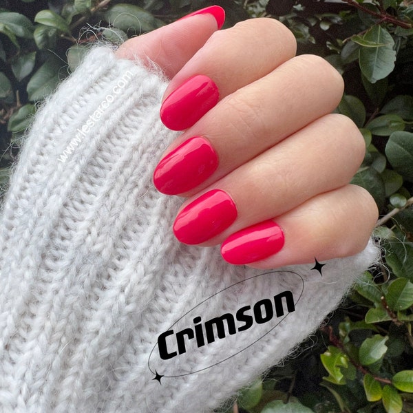 Crimson | Red Hot Pink | Ultra Shine Long Lasting Brush on UV Gels Home Nail DIY False Tips Manicure Nail Art Supply