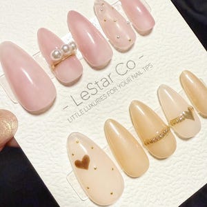 Timed Offer 4 For 3) Handmade Press On Rosy Nude Kiss Gel Acrylic Nails image 1
