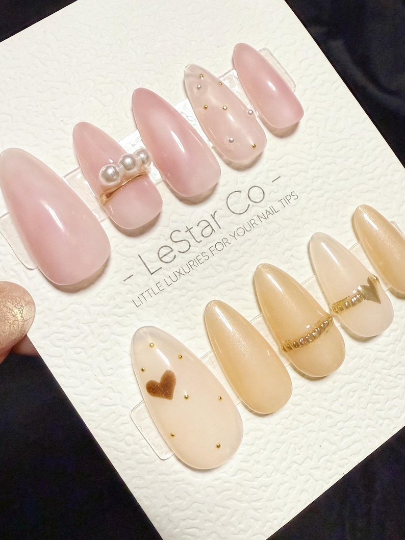 Timed Offer 4 For 3) Handmade Press On Rosy Nude Kiss Gel Acrylic Nails image 1