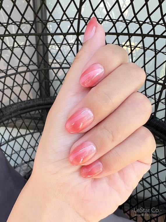 Reusable Gradient Pink Premium Short Press on Nails Gel - Etsy Reusable Gradient Pink Premium Short Press on Nails Gel - Etsy