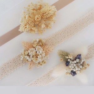 Customizable dried flower necklace bracelet floral ribbon matched with comb wedding witness bride bridesmaid