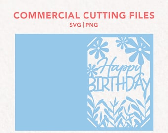 Floral Birthday Card Template: Cricut SVG, PNG Cut File