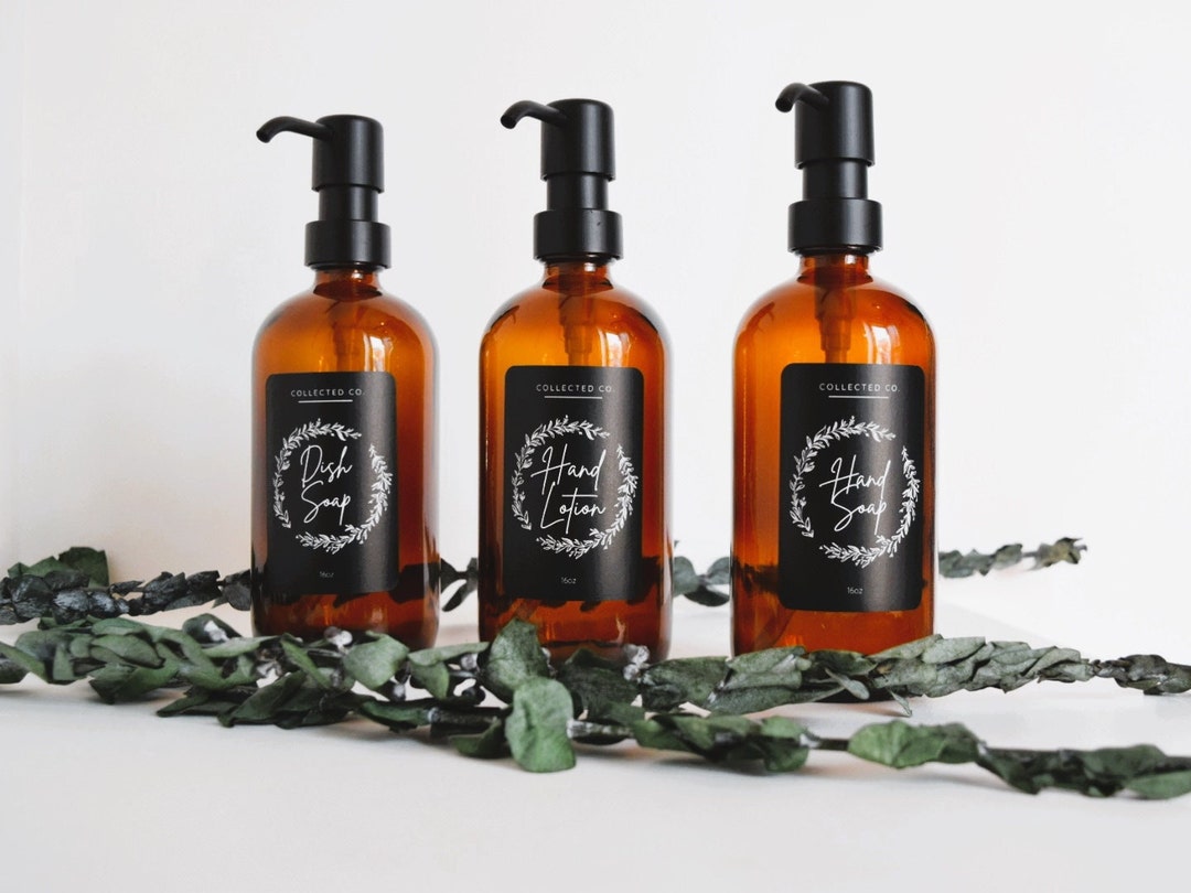 Hand Lotion Dispenser 16 Oz Refillable Glass Bottle With Etsy