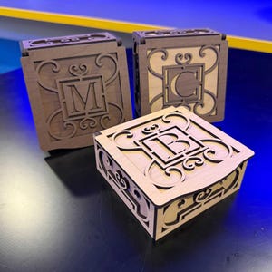 Custom Monogram Box | Engraved Monogram Jewelry Box | Personalized Trinket Gift Box | Vintage Keepsake Box