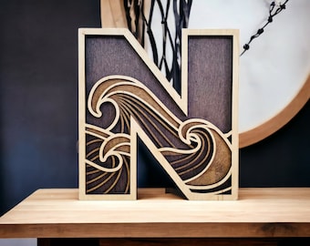 Wave Alphabet Letters - Letter Wall Art - Initial Wall Art - Wall Art - Monogram Letter