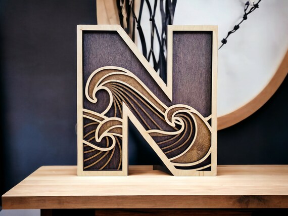 Wave Alphabet Letters - Letter Wall Art - Initial Wall Art - Wall Art - Monogram Letter