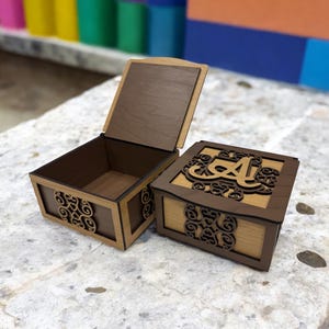 Custom Monogram Box | Engraved Monogram Jewelry Box | Personalized Trinket Gift Box | Swirls Keepsake Box