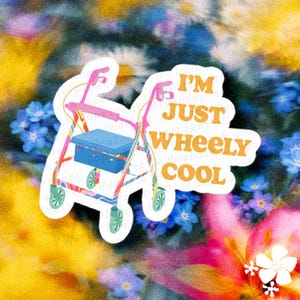 Rollator Sticker, I’m Just Wheely Cool, Mobility Aid, Disability, Invisible Illness, Chronic Illness, Positive, Empowering, Awareness
