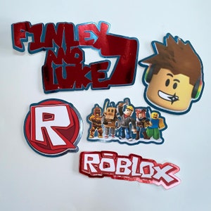 Roblox inspired edible handmade logo plaque / badge birthday cake topper