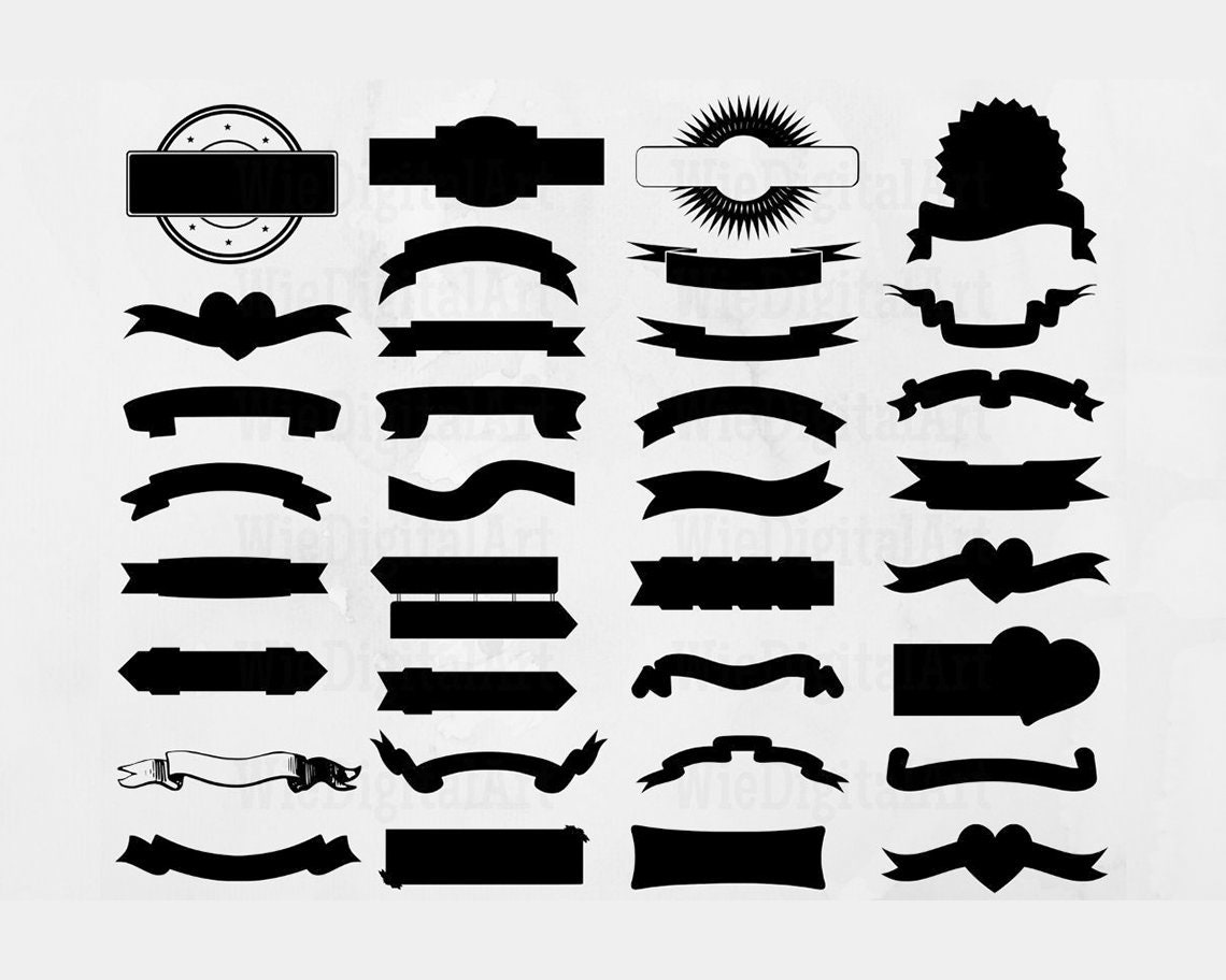 Ribbon Banner Svg Ribbon Svg Banner Clipart Svg Silhouette - Etsy