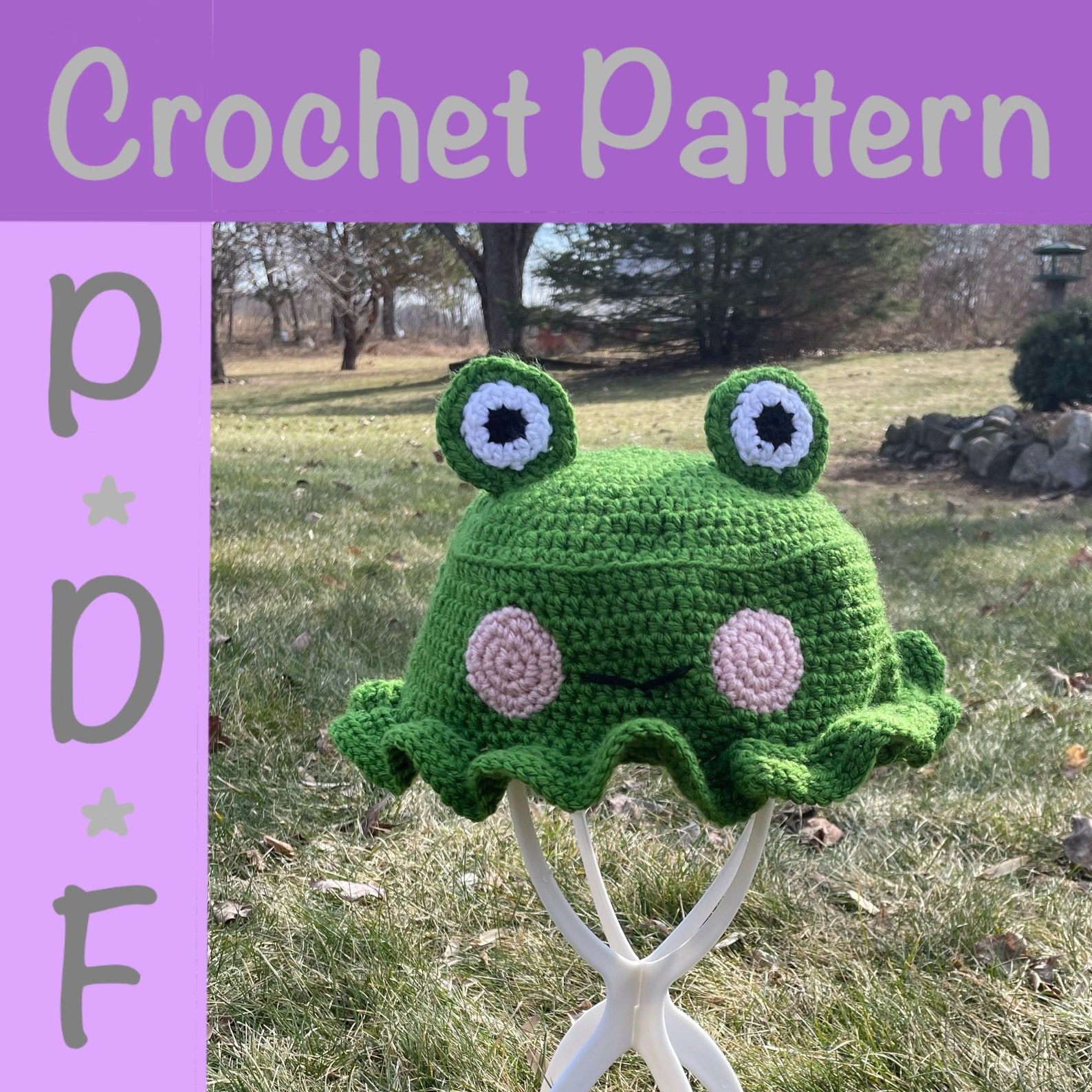 Crochet Frog Ruffled Bucket Hat DIGITAL PATTERN - Etsy