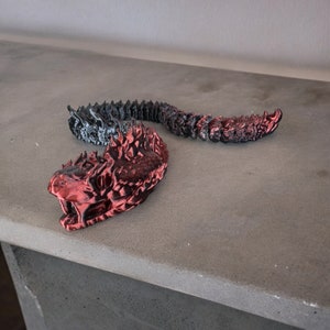 3D Printed Articulated Slythering Dragon / Wyrm / Basilisk / Boitata / Fire Snake