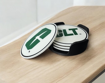Officially Licensed UNC Charlotte 3D printed Coasters - Pack of 4 with storage base