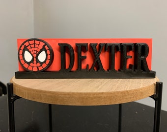 Custom name / custom word Spiderman nameplate