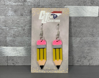 Pencil 3D printed earrings -perfect for educators