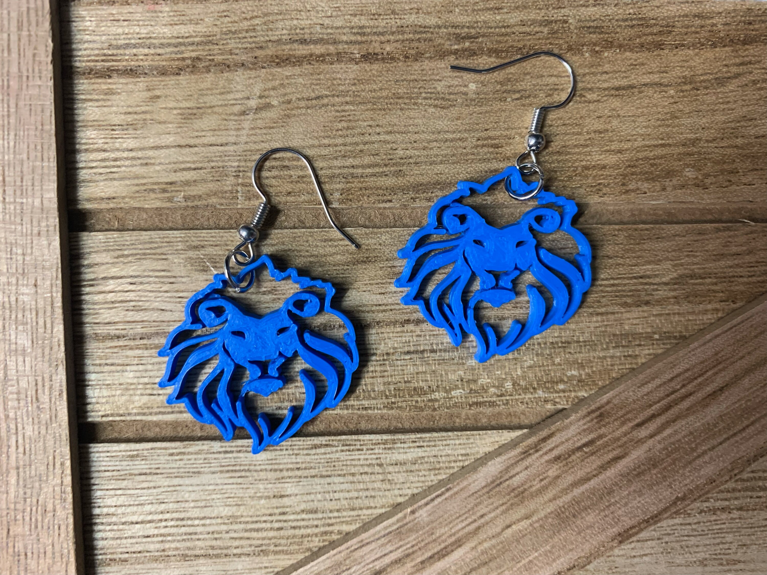 Blue Lion Head Earrings Blue Lion Head Earrings