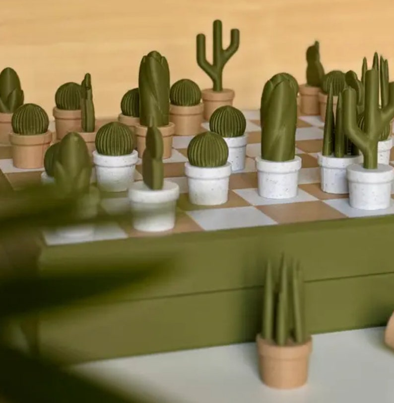 Juego de ajedrez de cactus impreso en 3D imagen 4