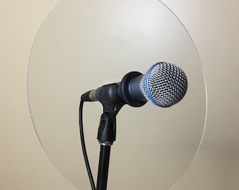 Trumpet or trombone microphone reflector shield for live sound monitoring, fits Shure SM57, SM58 and many other similarly shaped microphones