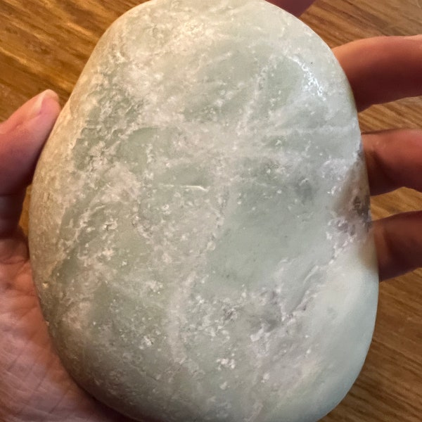 White and mint green jadeite river - Polished Natural Great Color Afghanistan rare big large palm stone palmstone jade w/ BG3 energy huge