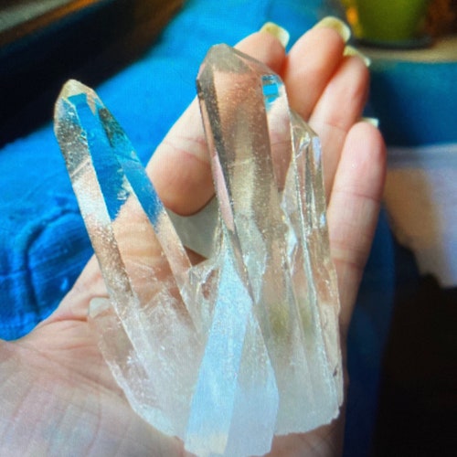 Large Holographic Tetrahedron Starbrary Ice Clear shops Quartz Cluster Water Clear Rare Crystal Crystals big huge family Counseling therapy