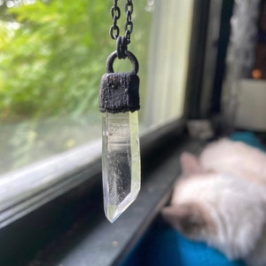 Hallelujah Junction Clear Quartz Black Patina Copper Electroformed Rare Crystal Necklace California USA handmade new never worn