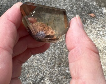 Small Palm Sized Citrine Shamans Dream Garden quartz Lodolite Freeform w Kaolinite inclusion polished piece free form rare crystal