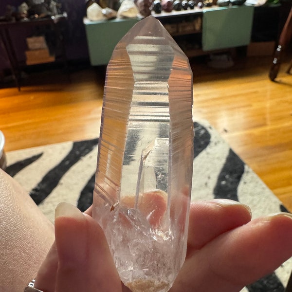 DEEP RIDGES Perfect Pocket Lemurian Seed Crystal Rare Deep Muzo Habit Small Serra do Cabral Minas Gerais Brazil Deep Lines