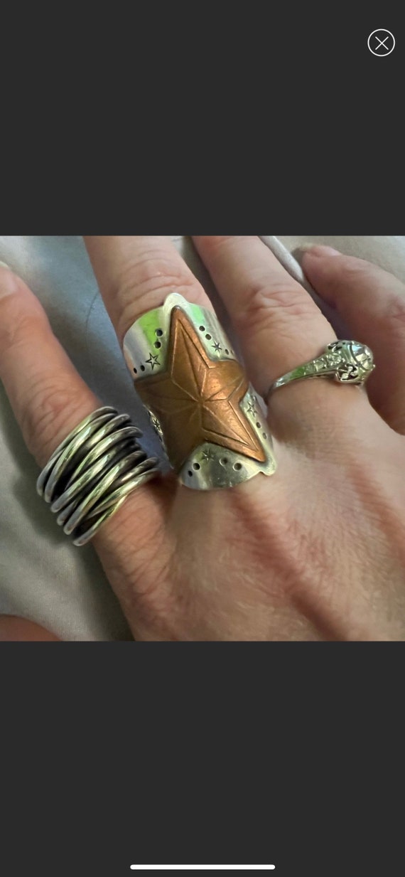 Sterling silver and copper saddle ring star stars… - image 1