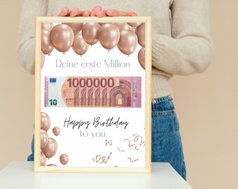Birthday money gift - your first million PDF - Creative DIY money gift to print out - birthday gift