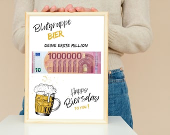 Geldgeschenk Geburtstag - deine erste Million - DIY Geldgeschenk zum ausdrucken - Geburtstagsgeschenk für Männer - Geschenkidee - Wandkunst