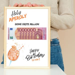 Printable birthday cash gift - quick DIY gift, digital download - Aperol Spritz birthday gift - Holy Aperoly