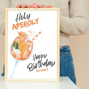 Cadeau d'anniversaire imprimable en espèces - Cadeau DIY rapide - Cadeau Aperol Spritz - Holy Aperol - Cadeau pour elle - Art mural - DIY