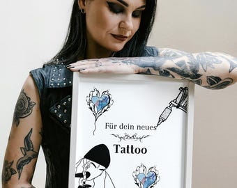 Money gift Tattoo coupon | Tattoo farewell gift | Tattoo coupon to print yourself | PDF and PNG to print | Idea for a Tattoo gift