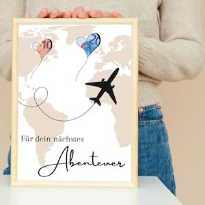 Money gift travel fund for birthday, personalized money gift for birthday, travel, travel voucher, for your next adventure