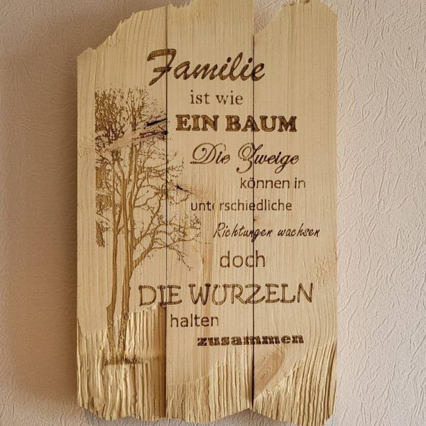 Wandbild aus Holz mit Spruch