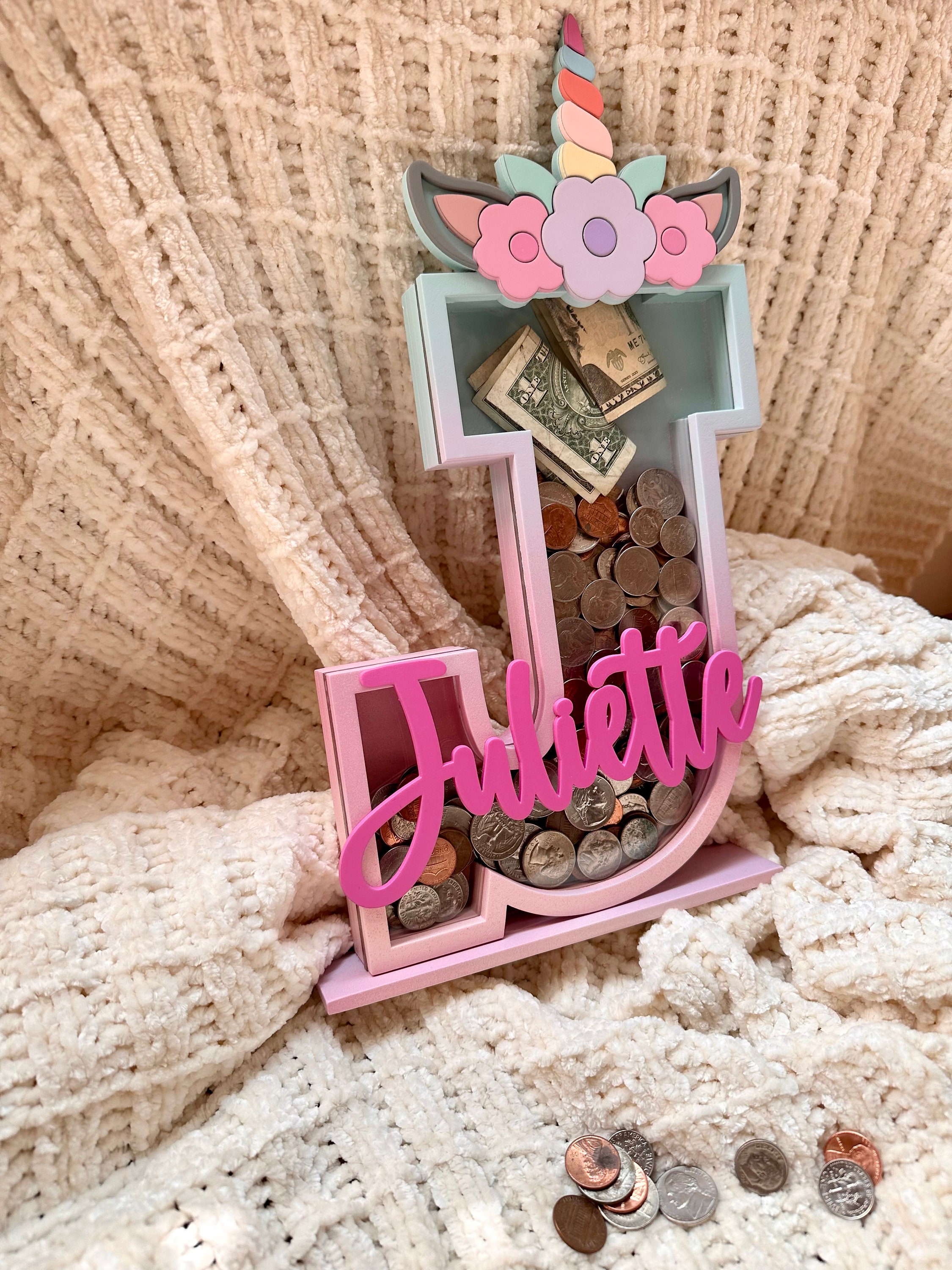 Name Letter Piggy Bank Gift Personalized Wooden Alphabet