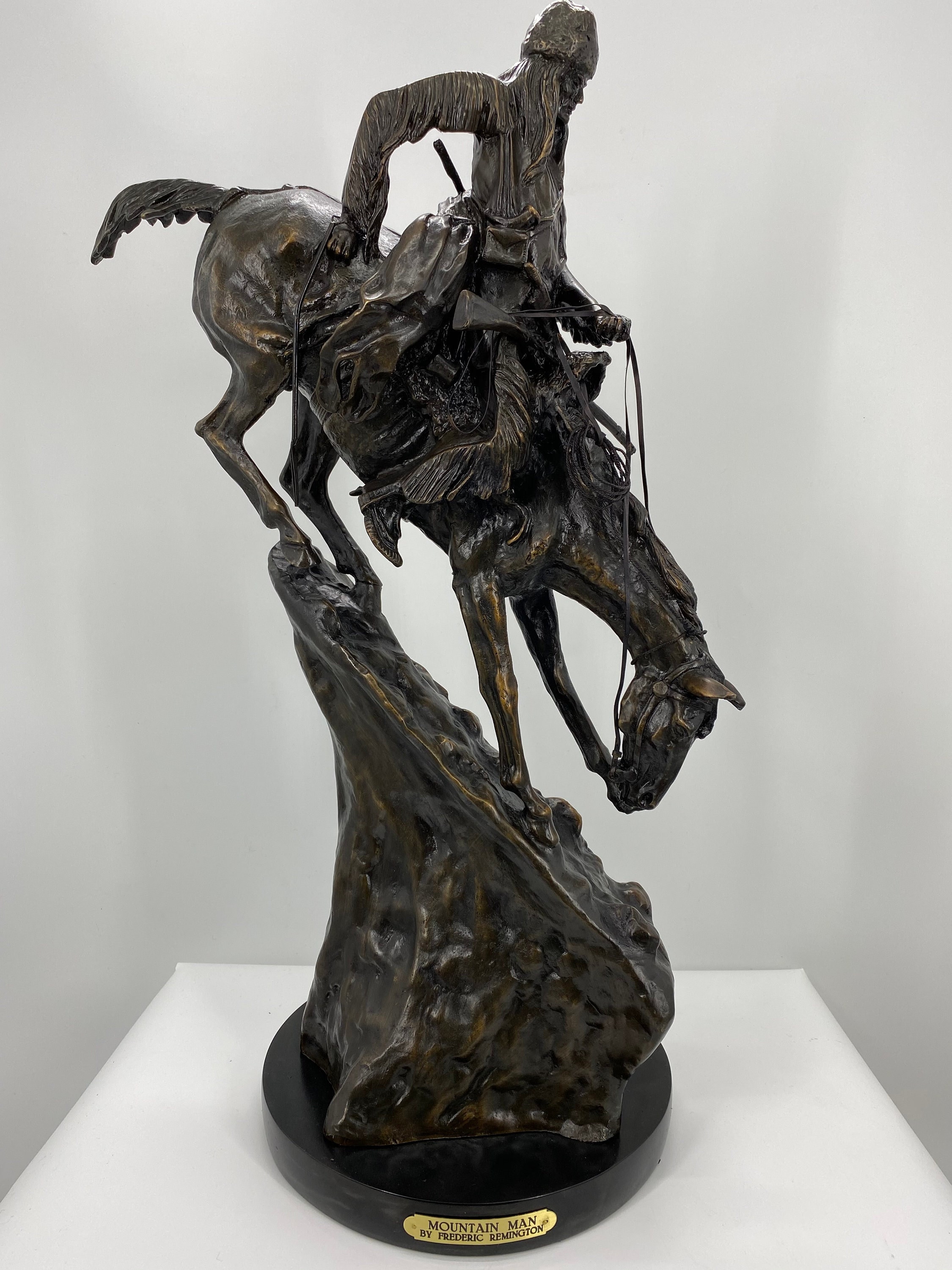 Frederic Remington “mountain Man” Bronze Sculpture - Baby to Jumbo