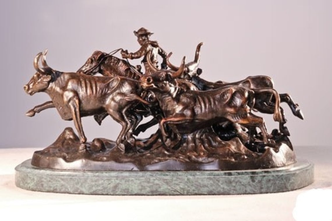 Frederic Remington stampede Bronze Sculpture Mini to Large Size Etsy
