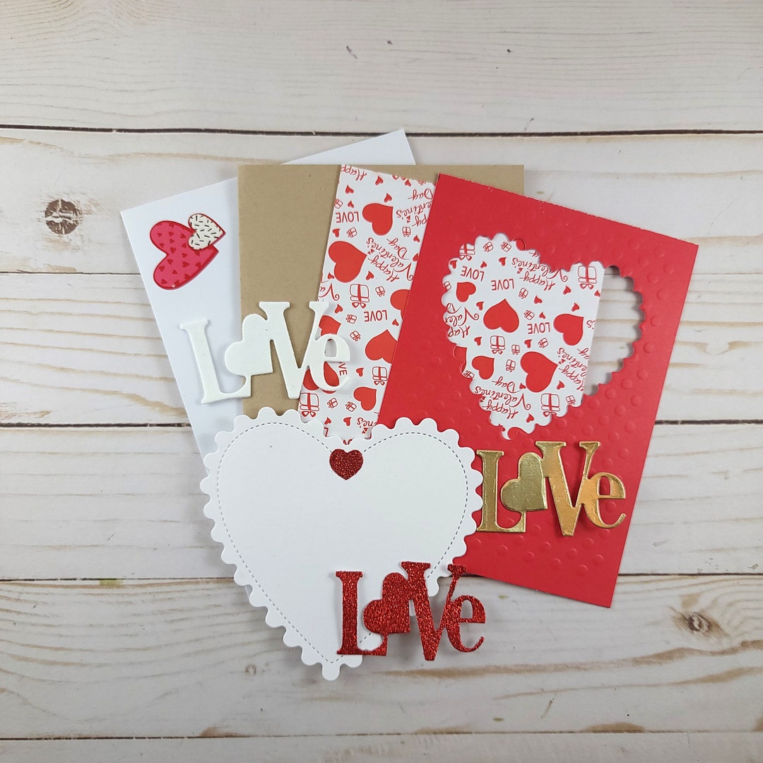 3D Luxury Valentine's Day Card Making Kit, DIY 4 Cards Kit Plus