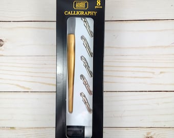 Calligraphy Dip Pen Set In Tin Box, James Burke Collection, 8 Pieces Calligraphy Dip Pen Set for Adults, Kids Beginners, Christmas Art Gift