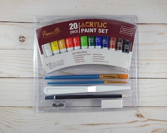 Acrylic Paint Set: 20-Piece Art Supplies Gift
