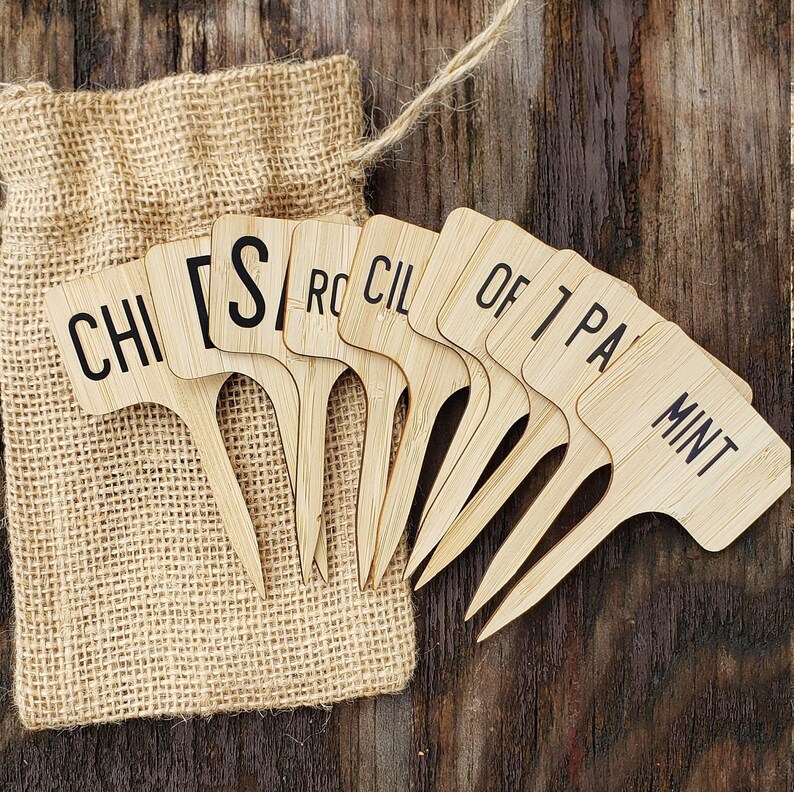Plant Labels Bamboo Ttype Wooden Plant Signs Tags Garden Etsy