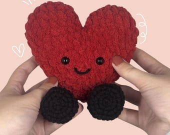 Cute Heart Crochet Pattern Easy Beginner Quick Amigurumi Jellycat Amuseables Plushie for Market Gift Valentine's Day Love Boyfriend Husband