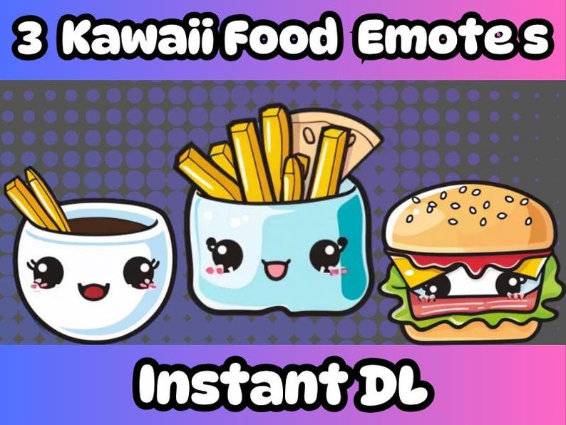 Food Emotes Kawaii Food Pngtuber Emotes: Burger, Noodles, Fries (digital Download ...