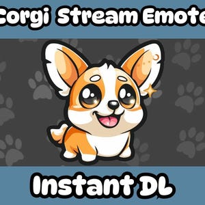 Cute Chibi Corgi Emote | Kawaii Dog Emote for Twitch, Discord, YouTube | Streamer Digital Download PNG | Pet Stream Emoji | 6 Sizes